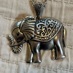Silver Elephant Pendant Necklace
